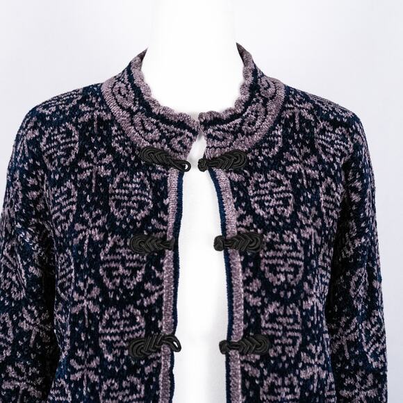 Icelandic Design Dragonfly Cardigan Nordic Fair Isle Women's MEDIUM Frog Toggle - Picture 2 of 10